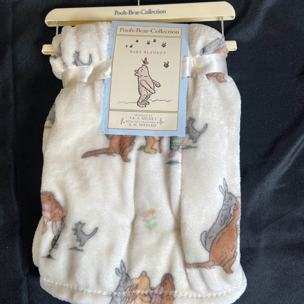 New- Soft Plush‎ Fleece CLASSIC POOH & FRIENDS Baby BLANKET 30x40" A.A. Milne